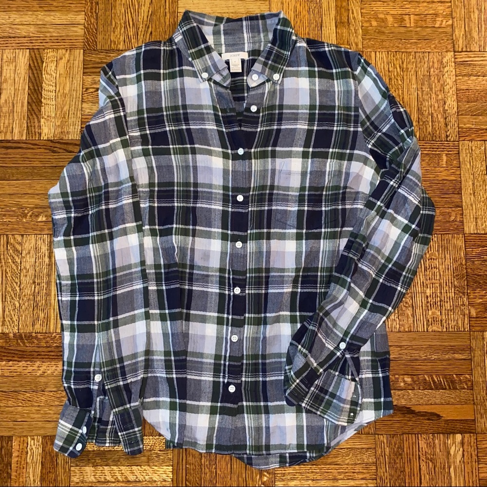 J Crew Light Weight Plaid Button Down | Size 12
